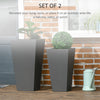 2-Pack Outdoor Planter Set, MgO Flower Pots with Drainage Holes, Durable & Stackable, for Entryway, Patio, Yard, Garden, Gray