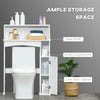 Over The Toilet Storage, Bathroom Organizer with Adjustable Inner Shelf, Door Cabinet, Bottom Stabilizer Bar, White