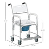 3 in 1 Shower Commode Wheelchair, Transport Beside Commode Chair, Waterproof Rolling Over Toilet Chair 330 lbs Weight Capacity with Padded Seat for Elder