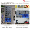 44 Piece Wall Mounted Pegboard Tool Organizer Rack Kit with Various Sized Storage Bins, Pegboard, & Hooks - Blue