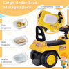 3 in 1 Ride On Toy Excavator Digger Scooter Pulling Cart Pretend Play Construction Truck