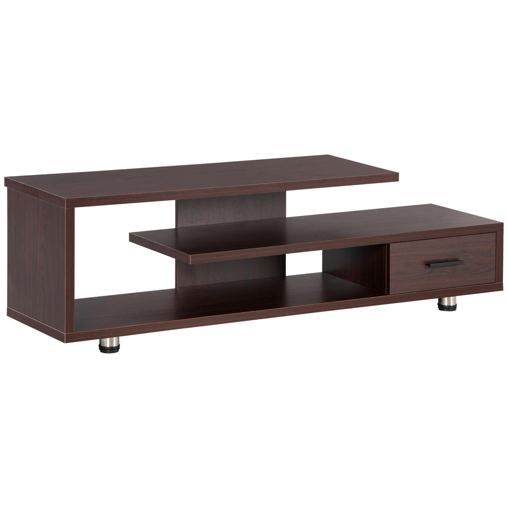 Modern TV Stand for TVs up to 45", TV Cabinet with Storage Shelf and Drawer, Entertainment Center for Living Room Bedroom, Walnut