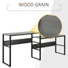 86.5 Inch Two Person Desk Double Computer Table Writing Desk with Open Shelves Long Storage Workstation for Home Office Black and Grey