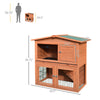 40" Wooden Rabbit Hutch Bunny Cage Small Animal House with No Leak Tray, Ramp, Weatherproof Roof for Outdoor