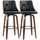 Counter Height Bar Stools Set of 2 PU Leather Swivel Barstools with Footrest and Tufted Back, Black