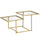 Gold Side Table Small Coffee Table Glass Coffee Table with Double Tabletops, Tempered Glass and Metal Framework for Living Room, Gold/Clear