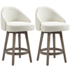 Bar Stools Set of 2, Linen Fabric Kitchen Counter Stools with Nailhead Trim, for Dining Room, Counter, Pub, Cream White