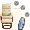 Recliner Chair with Ottoman, Electric Faux Leather Recliner with 10 Vibration Points and 5 Massage Mode, Reclining Chair with Remote Control, Swivel Wood Base and Side Pocket, Beige