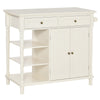 Kitchen Storage Island on Wheels, Rolling Kitchen Island Cart with 3-Tier Shelf, Cabinet with Adjustable Shelving and Towel Rack, White