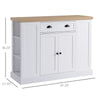 Fluted-Style Kitchen Island, Wooden Storage Cabinet, Rolling Kitchen Island Cart with Draw, Adjustable Shelves and Anti-Toppling Design, White