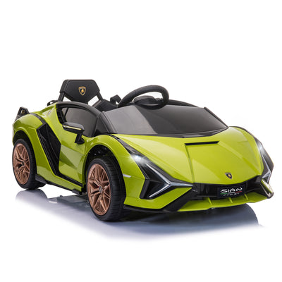 Lamborghini SIAN 12V Kids Rechargeable Ride On Car Toy w/ Remote Control, Green