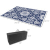 RV Mat, Outdoor Patio Rug / Large Camping Carpet with Carrying Bag, 9' x 12', Waterproof Plastic Straw, Reversible Design for Backyard, Porch, Picnic, Poolside, Blue & White Floral