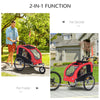 Dog Bike Trailer 2-In-1 Pet Stroller with Canopy and Storage Pockets, Red