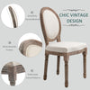 Vintage Armless Dining Chairs Set of 6, French Chic Side Chairs with Curved Backrest and Linen Upholstery for Kitchen, Living Room, Cream White