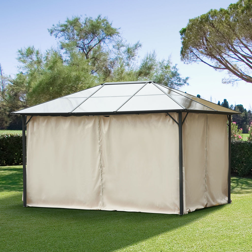10' x 13' Universal Gazebo Sidewall Set with 4 Panel, 48 Hook/C-Ring Included for Pergolas & Cabanas, Beige