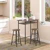3 Piece Counter Height Bar Table and Chairs Set, Space Saving Dining Table with 2 Matching Stools, Brown/Black