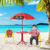 Kids Picnic Table and Chair Set, Outdoor Folding Garden Furniture, for Patio Backyard, with Ladybird Pattern, Removable & Height Adjustable