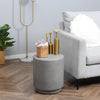 Lightweight Accent Table with Concrete Finish, Round Side Table with 4 Adjustable Feet for Indoor, Outdoor, Light Grey