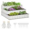 47''x47''x25'' 3 Tier Raised Garden Bed, Metal Elevated Planer Box Kit w/ A Pairs of Glove for Backyard, to Grow Vegetables, Herbs, White