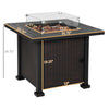 34" Propane Gas Fire Pit Table, 50,000BTU Wicker Gas Firepit with Glass Wind Guard, Lava Rocks and Lid, CSA Certification for Outdoor