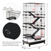 32"L 6-Level Small Animal Cage Rabbit Hutch with Universal Lockable Wheels, Slide-out Tray for Bunny, Chinchillas, Ferret, Black