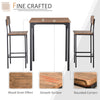3 Piece Industrial Counter Height Dining Table Set, Bar Table & Chairs with Steel Legs & Footrests, Black