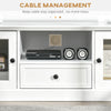 Modern TV Stand Cabinet for TVs up to 60 Inches, Entertainment Center with Drawer and Glass Doors for Living Room, White