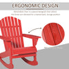 Wooden Adirondack Rocking Chair Outdoor Lounge Chair Fire Pit Seating with Slatted Wooden Design, Fanned Back for Patio, Lawn Red