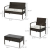 Patio Porch Furniture Sets 4-PCS Rattan Wicker Chair w/ Table Conversation Set for Yard,Pool or Backyard Indoor/Outdoor Use- Brown