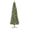 9ft Pre-Lit Snow-Dipped Artificial Christmas Tree with Realistic Branches, 460 LED Lights, Pine Cones, Red Berries and 1298 Tips