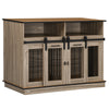 2-in-1 Size-Changing Large/Small Dog Crate Table with Removable Wall, Dog Crate Furniture with Shelving, Sliding Doors, 47.25" x 23.5" x 34.75"