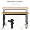 47" Work Bench with Height Adjustable Legs, Bamboo Tabletop Workstation Tool Table on Wheels for Garage, Weight Capacity 1320 Lbs, Black