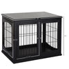 26'' Wooden Decorative Dog Cage Pet Crate Kennel with Double Door Entrance & a Simple Modern Design  Black