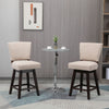 Set of 2 Swivel Counter Height Bar Stools with Footrest, Beige
