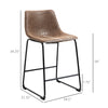 Counter Height Bar Stools Set of 2, Vintage PU Leather Barstools with Footrest for Dining Room, Home Bar, Kitchen, Brown