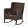 Patio Wicker Rocking Chair, Outdoor PE Rattan Swing Chair w/ Soft Cushions, Classic Style for Garden, Patio, Lawn, Wine Red