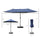 Patio Umbrella 15' Steel Rectangular Outdoor Double Sided Market with base, UV Sun Protection & Easy Crank for Deck Pool Patio, Dark Blue