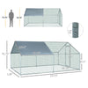 Galvanized Large Metal Chicken Coop Cage 2 Rooms Walk-in Enclosure Poultry Hen Run House Playpen Rabbit Hutch UV & Water Resistant Cover for Outdoor Backyard 9.8' x 13.1' x 6.4'