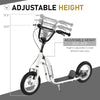 Youth Scooter Front and Rear Caliper Dual Brakes 12-Inch Inflatable Front Wheel Ride On Toy For Age 5+ - White