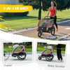 Red 3-in-1 Bike Trailer for Kids, Running Stroller with 2 Seats, Jogging Cart with 5-Point Harness, Storage Units
