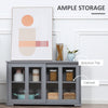 Modern Kitchen Sideboard, Stackable Storage Cabinet, Sliding Glass Door Console, Cupboard Serving Buffet for Kitchen & Dining Room, Grey