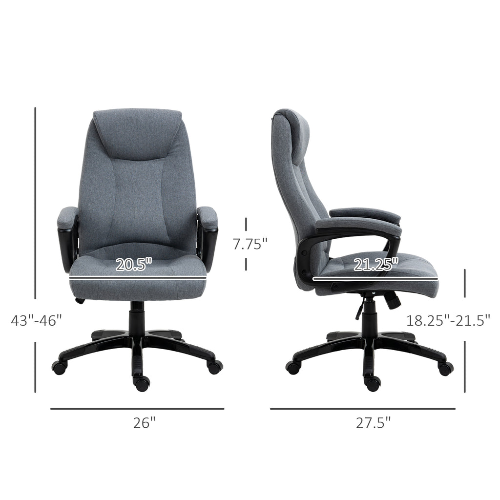 Ergonomic Home Office Chair Desk Computer Chair with 360Â° Swivel, Adjustable Height, Linen Fabric, Padded Armrests and headrest, Grey