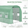 15' x 7' x 7' Walk-in Tunnel Hoop Greenhouse, Polyethylene PE Cover, Steel Frame, Roll-Up Zipper Door & Windows for Flowers, Vegetables, Tropical Plants, Green