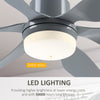 52" Reversible Indoor Ceiling Fan with Light, Modern Mount LED Lighting Fan with Remote Control, for Bedroom, and Living Room, Grey