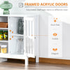 Modern Sideboard, Buffet Cabinet with Storage Shelves, Slatted Framed Doors and Cable Management Hole, White