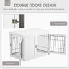 Furniture Style Indoor Dog Crate, End Table Pet Cage Kennel with Double Doors, and Locks, for Small and Medium Dogs, White