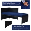 3-Piece Rattan Patio Furniture Sofa Set Conversation Set, Sectional Lounge Chaise Cushioned for Garden Poolside or Porch Lounging, Blue