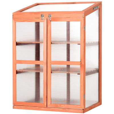 Wooden Cold Frame Greenhouse Small Mini Planter Box for Outdoor and Indoor, 30