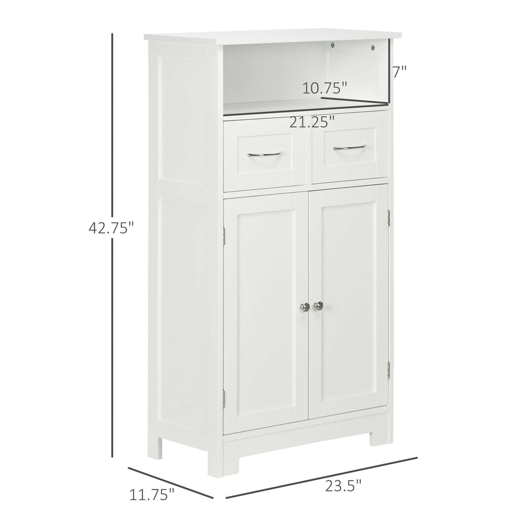Bathroom Storage Cabinet Freestanding Bathroom Storage Organizer with Two Drawers and Adjustable Shelf for Living Room, Bedroom, White