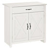 Farmhouse Sideboard Buffet Cabinet, Barn Door Style Kitchen Cabinet, 32" Accent cabinet for Kitchen, Living Room or Entryway, White Wash